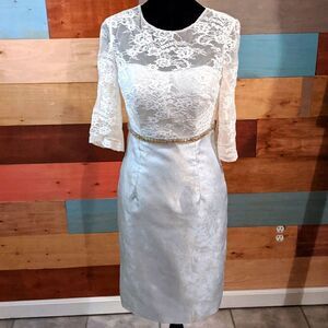 Vintage size 6 social occasions blue lace beaded dress with jacket